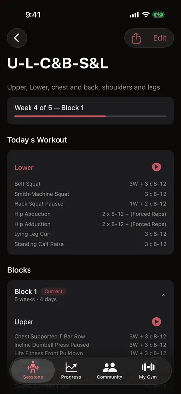 Callus program detail screen turning into workouts